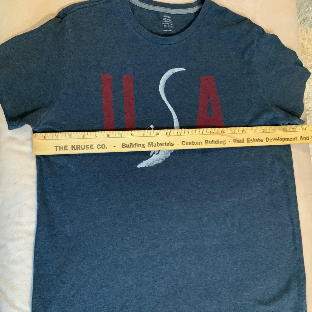 Old Navy Blue USA XL Ski Short Sleeve T Olympics Alpine Pickleball Sporty Gym - Picture 4 of 6